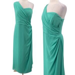 After Six Gown One Shoulder Draped Maxi Dress Sweetheart Gathered Turquoise 8